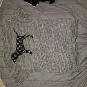PINK Victoria's Secret Gray Tshirt with Checkered Dog Design
